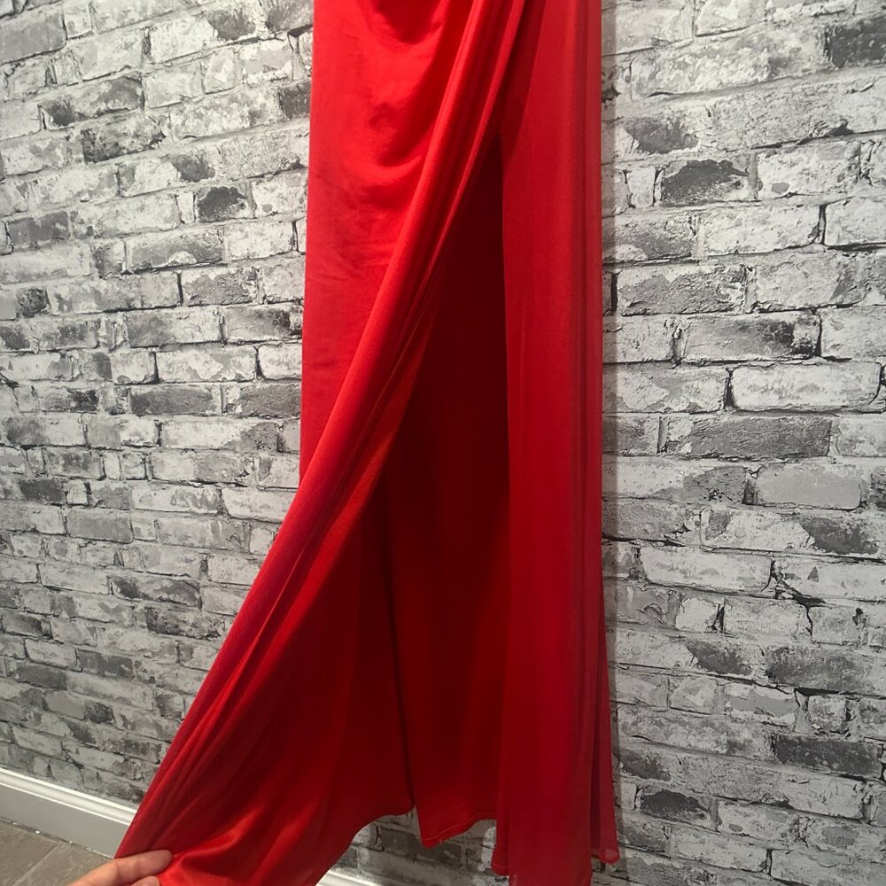 EUC Xscape Strapless Beaded Cut Out Back Prom Dress Size 0 (Red) STYLE# XS6876 - Picture 11 of 15